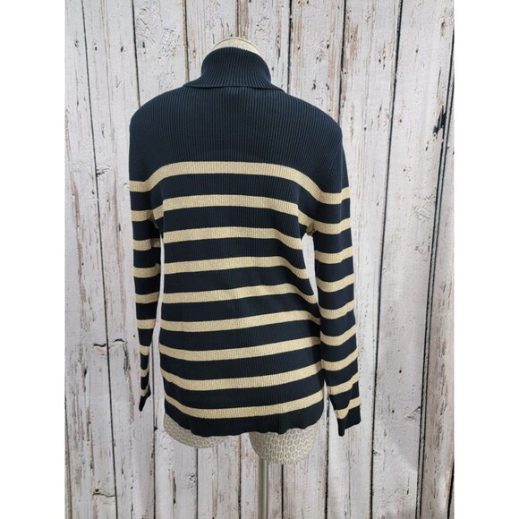 LSG Women's 1X Ralph Lauren Black & Gold Ribbed Turtleneck Sweater Pullover EUC - Picture 5 of 10